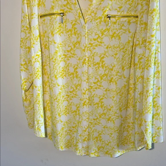 INC International Concepts, Woman’s Size 2X Yellow and White Floral Blouse - Picture 5 of 6